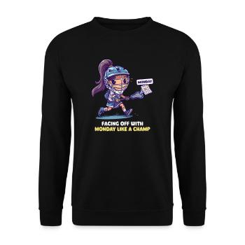 Une maman de crosse affronte Monday comme une championne - Sweat-shirt Unisexe - noir - Devant - Alina (178cm) & Michal (187cm)