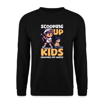 Lacrosse-Mutter holt Kinder auf und lässt den Verstand fallen - Unisex Pullover - Schwarz - Vorne - Alina (178cm) & Michal (187cm)