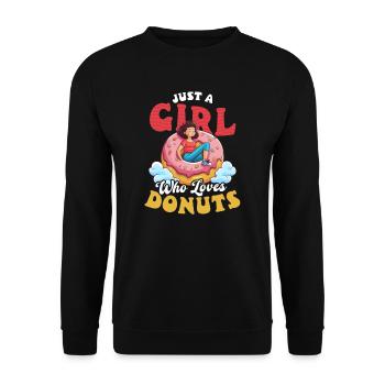 Donut-Mädchen liebt Donuts - Unisex Pullover - Schwarz - Vorne - Alina (178cm) & Michal (187cm)