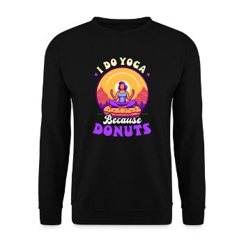 Donut, mach Yoga wegen der Donuts - Unisex Pullover - Schwarz - Vorne - Alina (178cm) & Michal (187cm)