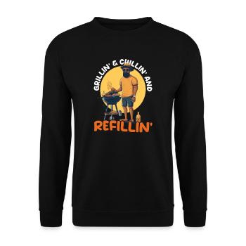 Fathers Day BBQ Grillin Chillin Refillin - Unisex Sweatshirt - black - Front - Alina (178cm) & Michal (187cm)