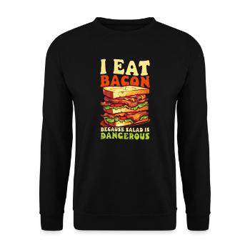 Bacon Eat Bacon Salad Is Danger - Unisex Sweatshirt - black - Front - Alina (178cm) & Michal (187cm)