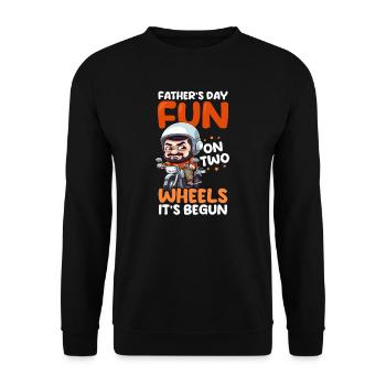 Motorrad Papa Spaß auf zwei Rädern Es fing an - Unisex Pullover - Schwarz - Vorne - Alina (178cm) & Michal (187cm)