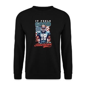 4 juillet Football Feels Good Be American - Sweat-shirt Unisexe - noir - Devant - Alina (178cm) & Michal (187cm)