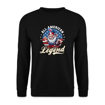 4. Juli Fußball All American Legend - Unisex Pullover - Schwarz - Vorne - Alina (178cm) & Michal (187cm)