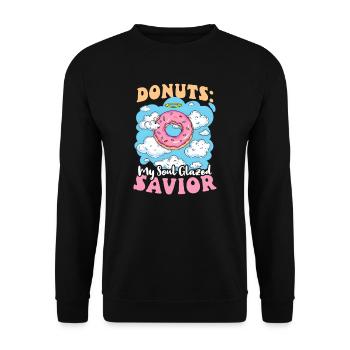 Donut-Lover-Donuts: Der glasierte Retter meiner Seele - Unisex Pullover - Schwarz - Vorne - Alina (178cm) & Michal (187cm)
