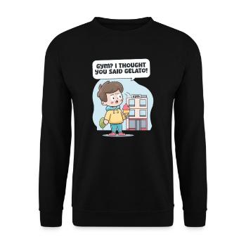 Eisliebhaber-Fitnessstudio? Ich dachte, du hättest Gelato gesagt! - Unisex Pullover - Schwarz - Vorne - Alina (178cm) & Michal (187cm)