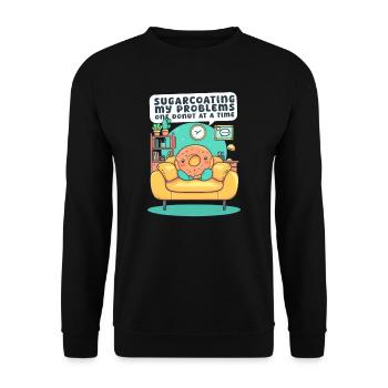 Donut Lover Sugarcoating Problems Donut at a Time - Unisex Sweatshirt - black - Front - Alina (178cm) & Michal (187cm)