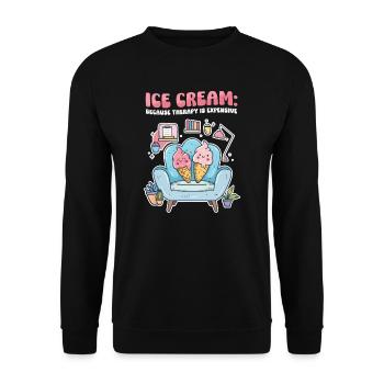 Eisliebhaber, weil Therapie teuer ist - Unisex Pullover - Schwarz - Vorne - Alina (178cm) & Michal (187cm)