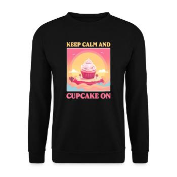 Amateur de cupcakes Keep Calm et Cupcake On - Sweat-shirt Unisexe - noir - Devant - Alina (178cm) & Michal (187cm)