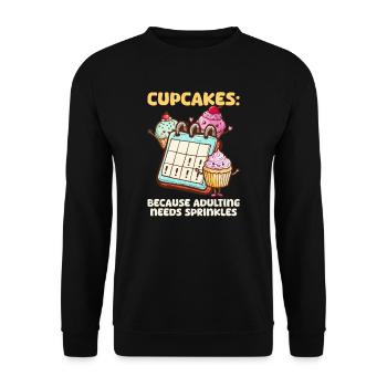 Cupcake-Liebhaber, weil das Erwachsenwerden braucht - Unisex Pullover - Schwarz - Vorne - Alina (178cm) & Michal (187cm)
