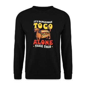 Hot Dog Dagerous Aller seul Prendre ça - Sweat-shirt Unisexe - noir - Devant - Alina (178cm) & Michal (187cm)