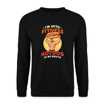 Hot Dog Fitness Hot-dog Dans Ma Bouche - Sweat-shirt Unisexe - noir - Devant - Alina (178cm) & Michal (187cm)