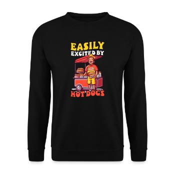 Hot Dog excité par un vendeur de hot-dogs - Sweat-shirt Unisexe - noir - Devant - Alina (178cm) & Michal (187cm)