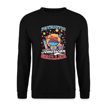4th Of July BBQ Patriotic American Griller - Unisex Sweatshirt - black - Front - Alina (178cm) & Michal (187cm)