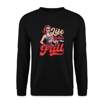 4 juillet BBQ Better By The Grill - Sweat-shirt Unisexe - noir - Devant - Alina (178cm) & Michal (187cm)