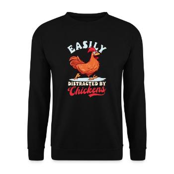 Un éleveur de poulets distrait par des poulets - Sweat-shirt Unisexe - noir - Devant - Alina (178cm) & Michal (187cm)