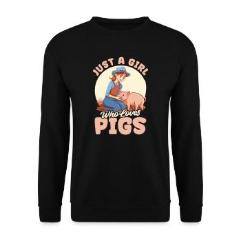 Pig Farmer Girl Loves Pigs - Unisex Sweatshirt - black - Front - Alina (178cm) & Michal (187cm)