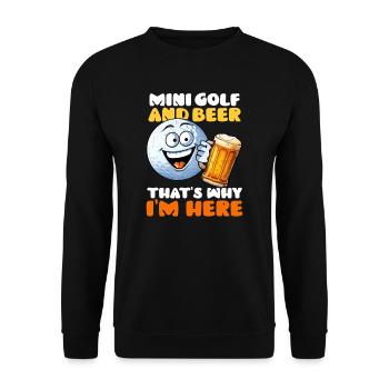 Minigolf und Bier Ich bin hier - Unisex Pullover - Schwarz - Vorne - Alina (178cm) & Michal (187cm)