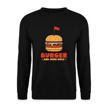 Burger und Minigolf - Unisex Pullover - Schwarz - Vorne - Alina (178cm) & Michal (187cm)
