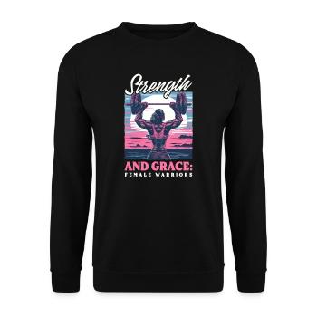 Weibliche Bodybuilderin Stärke Grace Weibliche Krieger - Unisex Pullover - Schwarz - Vorne - Alina (178cm) & Michal (187cm)