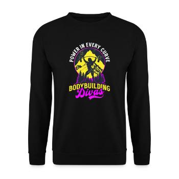 Female Bodybuilder Power In Every Curve - Unisex Sweatshirt - black - Front - Alina (178cm) & Michal (187cm)