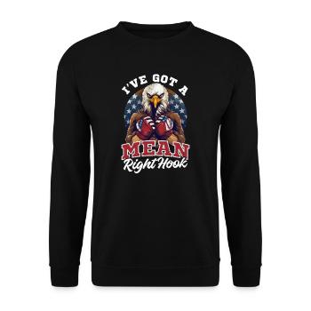 Boxen Hat Einen Gemeinen Rechten Haken - Unisex Pullover - Schwarz - Vorne - Alina (178cm) & Michal (187cm)