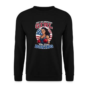 Boxing American Girl Loves Boxing - Unisex Sweatshirt - black - Front - Alina (178cm) & Michal (187cm)