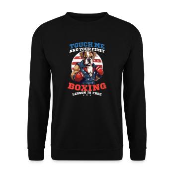 Boxen Boxen Lektion - Unisex Pullover - Schwarz - Vorne - Alina (178cm) & Michal (187cm)