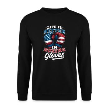 Boxing Better With Boxing Gloves America - Unisex Sweatshirt - black - Front - Alina (178cm) & Michal (187cm)