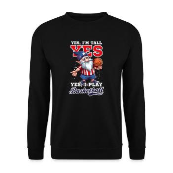 4. Juli Basketball Ja, ich bin groß, spielen Sie Gnom - Unisex Pullover - Schwarz - Vorne - Alina (178cm) & Michal (187cm)