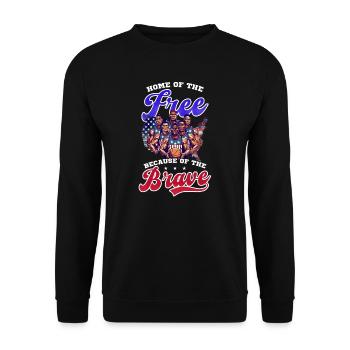 4. Juli Basketball Home Of Free Weil Mutig - Unisex Pullover - Schwarz - Vorne - Alina (178cm) & Michal (187cm)