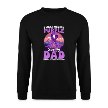 Testicular Cancer Awareness Wear Purple For Dad - Unisex Sweatshirt - black - Front - Alina (178cm) & Michal (187cm)
