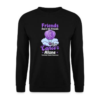Hodenkrebs-Aufklärungsfreunde kämpfen allein - Unisex Pullover - Schwarz - Vorne - Alina (178cm) & Michal (187cm)