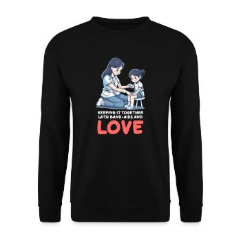 Nurse Mom Keeping Together Band-Aids and Love - Unisex Sweatshirt - black - Front - Alina (178cm) & Michal (187cm)