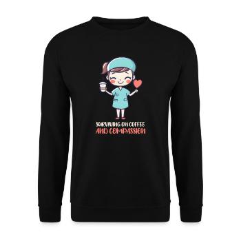 Nurse Mom Surviving on Coffee and Compassion - Unisex Sweatshirt - black - Front - Alina (178cm) & Michal (187cm)