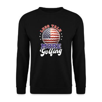 4. Juli Golf Weniger Reden Mehr Golfen - Unisex Pullover - Schwarz - Vorne - Alina (178cm) & Michal (187cm)