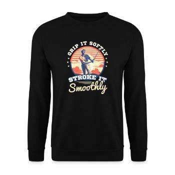 4. Juli Golf sanft streichen sanft - Unisex Pullover - Schwarz - Vorne - Alina (178cm) & Michal (187cm)
