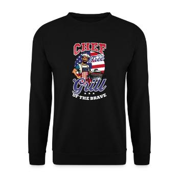 Patriotic Chef Chef Free, Griller Brave - Unisex Sweatshirt - black - Front - Alina (178cm) & Michal (187cm)