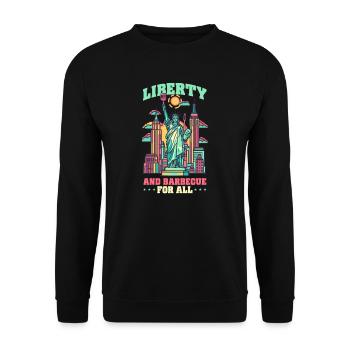 Patriotic Chef Liberty and Barbecue for All - Unisex Sweatshirt - black - Front - Alina (178cm) & Michal (187cm)
