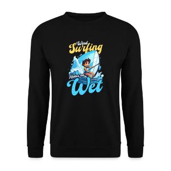 Windsurfen macht mich nass - Unisex Pullover - Schwarz - Vorne - Alina (178cm) & Michal (187cm)