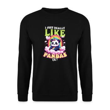 Panda wirklich wie Pandas Einhorn - Unisex Pullover - Schwarz - Vorne - Alina (178cm) & Michal (187cm)
