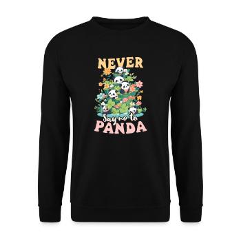 Panda Sag niemals Nein zu Panda - Unisex Pullover - Schwarz - Vorne - Alina (178cm) & Michal (187cm)