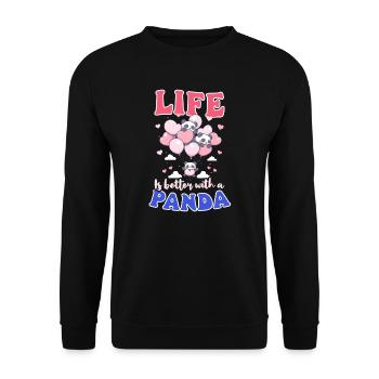 Panda besser mit Panda - Unisex Pullover - Schwarz - Vorne - Alina (178cm) & Michal (187cm)