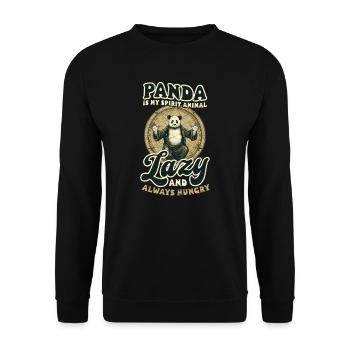 Panda Lazy And Always Hungry Panda - Unisex Sweatshirt - black - Front - Alina (178cm) & Michal (187cm)