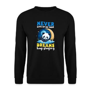 Panda n’abandonne jamais ses rêves continue de dormir - Sweat-shirt Unisexe - noir - Devant - Alina (178cm) & Michal (187cm)