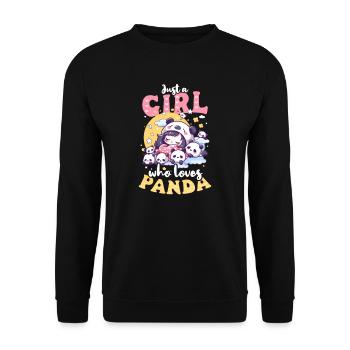 Panda-Mädchen liebt Pandas - Unisex Pullover - Schwarz - Vorne - Alina (178cm) & Michal (187cm)