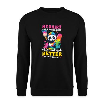Panda Outfit Panda Besser drauf als deines - Unisex Pullover - Schwarz - Vorne - Alina (178cm) & Michal (187cm)