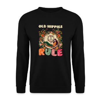 Florales Friedenssymbol Alte Hippies Herrschaft - Unisex Pullover - Schwarz - Vorne - Alina (178cm) & Michal (187cm)