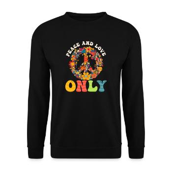 Blumen Friedenssymbol Nur Liebe - Unisex Pullover - Schwarz - Vorne - Alina (178cm) & Michal (187cm)